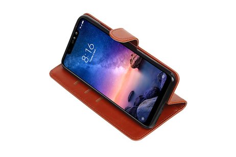 BAOHU Zakelijke Book Case Telefoonhoesje Geschikt voor de XiaoMi Redmi Note 6 Pro - Portemonnee Hoesje - Pasjeshouder Wallet Case - Bruin