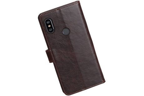 BAOHU Zakelijke Book Case Telefoonhoesje Geschikt voor de XiaoMi Redmi Note 6 Pro - Portemonnee Hoesje - Pasjeshouder Wallet Case - Mocca