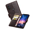 BAOHU Zakelijke Book Case Telefoonhoesje Geschikt voor de XiaoMi Redmi Note 6 Pro - Portemonnee Hoesje - Pasjeshouder Wallet Case - Mocca