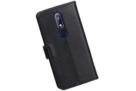 BAOHU Zakelijke Book Case Telefoonhoesje Geschikt voor de Nokia 7.1 - Portemonnee Hoesje - Pasjeshouder Wallet Case - Zwart