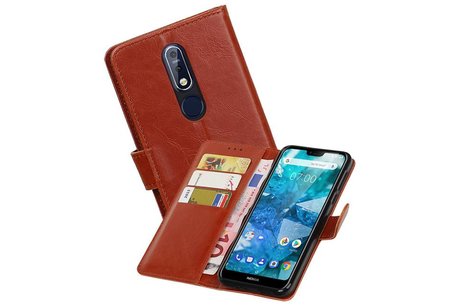 Zakelijke Bookstyle Hoesje voor Nokia 7.1 Bruin