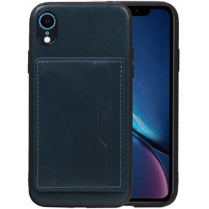 BAOHU Staand Back Cover met 1 Pasjeshouder Hoesje Geschikt voor iPhone XR Navy