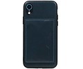 BAOHU Staand Back Cover met 1 Pasjeshouder Hoesje Geschikt voor iPhone XR Navy