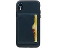 BAOHU Staand Back Cover met 1 Pasjeshouder Hoesje Geschikt voor iPhone XR Navy