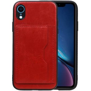 BAOHU Staand Back Cover met 1 Pasjeshouder Hoesje Geschikt voor iPhone XR Rood