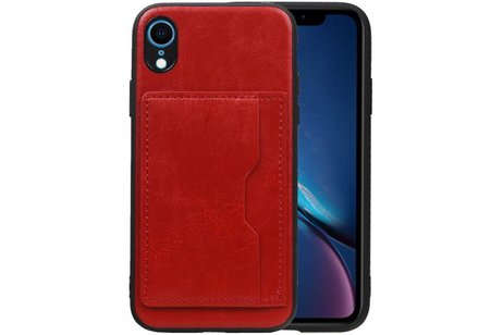 BAOHU Staand Back Cover met 1 Pasjeshouder Hoesje Geschikt voor iPhone XR Rood