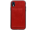 BAOHU Staand Back Cover met 1 Pasjeshouder Hoesje Geschikt voor iPhone XR Rood