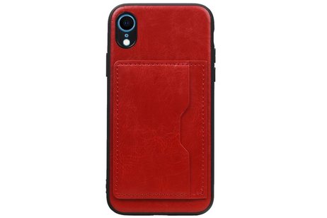 BAOHU Staand Back Cover met 1 Pasjeshouder Hoesje Geschikt voor iPhone XR Rood