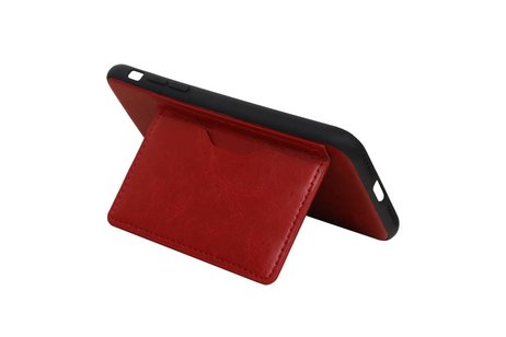 BAOHU Staand Back Cover met 1 Pasjeshouder Hoesje Geschikt voor iPhone XR Rood