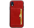 BAOHU Staand Back Cover met 1 Pasjeshouder Hoesje Geschikt voor iPhone XR Rood