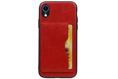 BAOHU Staand Back Cover met 1 Pasjeshouder Hoesje Geschikt voor iPhone XR Rood