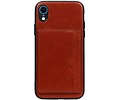 BAOHU Staand Back Cover met 1 Pasjeshouder Hoesje Geschikt voor iPhone XR Bruin