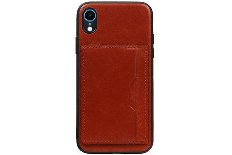 BAOHU Staand Back Cover met 1 Pasjeshouder Hoesje Geschikt voor iPhone XR Bruin