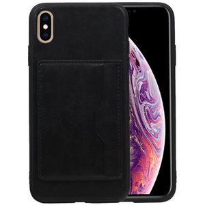 BAOHU Staand Back Cover met 1 Pasjeshouder Hoesje Geschikt voor iPhone XS Max Zwart