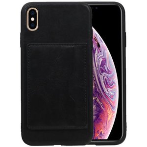 Staand Back Cover 1 Pasjes voor iPhone XS Max Zwart