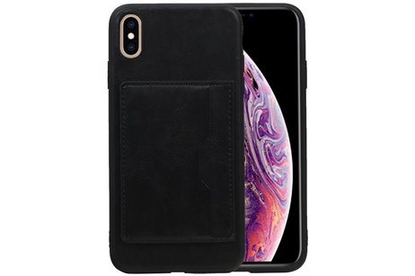 BAOHU Staand Back Cover met 1 Pasjeshouder Hoesje Geschikt voor iPhone XS Max Zwart