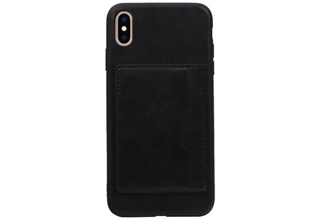 BAOHU Staand Back Cover met 1 Pasjeshouder Hoesje Geschikt voor iPhone XS Max Zwart