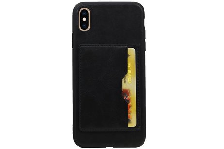 BAOHU Staand Back Cover met 1 Pasjeshouder Hoesje Geschikt voor iPhone XS Max Zwart