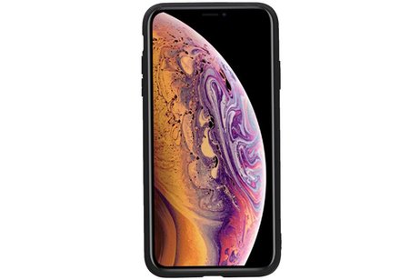 BAOHU Staand Back Cover met 1 Pasjeshouder Hoesje Geschikt voor iPhone XS Max Zwart
