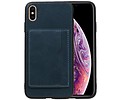 BAOHU Staand Back Cover met 1 Pasjeshouder Hoesje Geschikt voor iPhone XS Max Navy