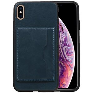 BAOHU Staand Back Cover met 1 Pasjeshouder Hoesje Geschikt voor iPhone XS Max Navy