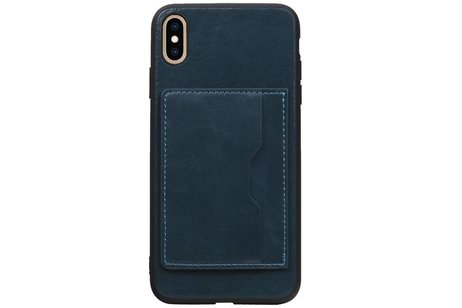 BAOHU Staand Back Cover met 1 Pasjeshouder Hoesje Geschikt voor iPhone XS Max Navy
