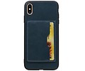 BAOHU Staand Back Cover met 1 Pasjeshouder Hoesje Geschikt voor iPhone XS Max Navy