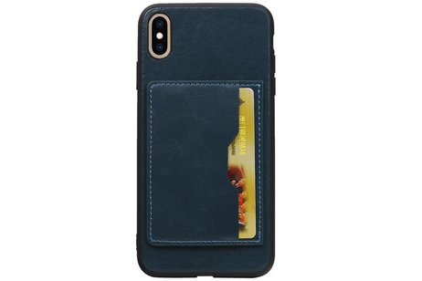 BAOHU Staand Back Cover met 1 Pasjeshouder Hoesje Geschikt voor iPhone XS Max Navy