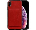 BAOHU Staand Back Cover met 1 Pasjeshouder Hoesje Geschikt voor iPhone XS Max Rood