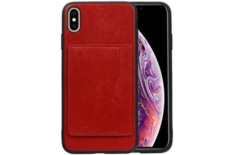 BAOHU Staand Back Cover met 1 Pasjeshouder Hoesje Geschikt voor iPhone XS Max Rood