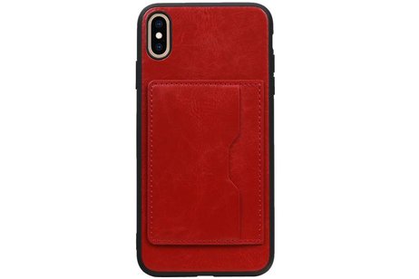 BAOHU Staand Back Cover met 1 Pasjeshouder Hoesje Geschikt voor iPhone XS Max Rood