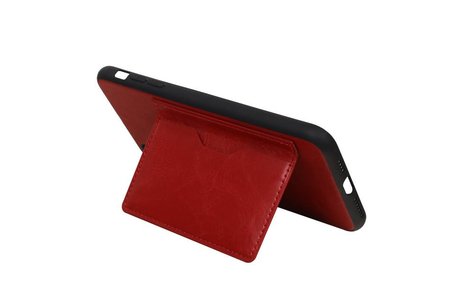 BAOHU Staand Back Cover met 1 Pasjeshouder Hoesje Geschikt voor iPhone XS Max Rood