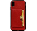BAOHU Staand Back Cover met 1 Pasjeshouder Hoesje Geschikt voor iPhone XS Max Rood