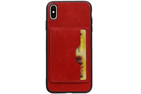 BAOHU Staand Back Cover met 1 Pasjeshouder Hoesje Geschikt voor iPhone XS Max Rood