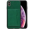 BAOHU Staand Back Cover met 1 Pasjeshouder Hoesje Geschikt voor iPhone XS Max Groen