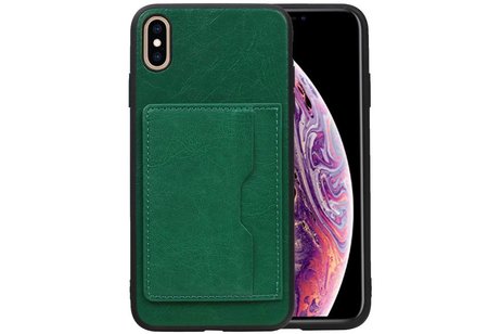 BAOHU Staand Back Cover met 1 Pasjeshouder Hoesje Geschikt voor iPhone XS Max Groen