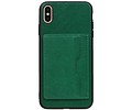 BAOHU Staand Back Cover met 1 Pasjeshouder Hoesje Geschikt voor iPhone XS Max Groen
