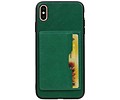 BAOHU Staand Back Cover met 1 Pasjeshouder Hoesje Geschikt voor iPhone XS Max Groen