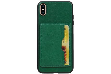 BAOHU Staand Back Cover met 1 Pasjeshouder Hoesje Geschikt voor iPhone XS Max Groen