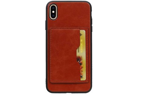 BAOHU Staand Back Cover met 1 Pasjeshouder Hoesje Geschikt voor iPhone XS Max Bruin