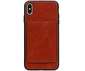 BAOHU Staand Back Cover met 1 Pasjeshouder Hoesje Geschikt voor iPhone XS Max Bruin