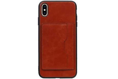 BAOHU Staand Back Cover met 1 Pasjeshouder Hoesje Geschikt voor iPhone XS Max Bruin