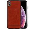 BAOHU Staand Back Cover met 1 Pasjeshouder Hoesje Geschikt voor iPhone XS Max Bruin