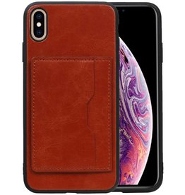 BAOHU Staand Back Cover 1 Pasjes iPhone XS Max Bruin