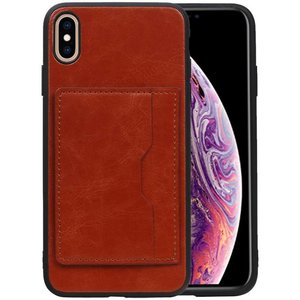 BAOHU Staand Back Cover met 1 Pasjeshouder Hoesje Geschikt voor iPhone XS Max Bruin