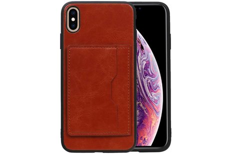 BAOHU Staand Back Cover met 1 Pasjeshouder Hoesje Geschikt voor iPhone XS Max Bruin