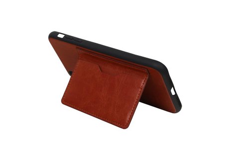 BAOHU Staand Back Cover met 1 Pasjeshouder Hoesje Geschikt voor iPhone XS Max Bruin