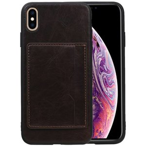BAOHU Staand Back Cover met 1 Pasjeshouder Hoesje Geschikt voor iPhone XS Max Mocca