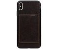 BAOHU Staand Back Cover met 1 Pasjeshouder Hoesje Geschikt voor iPhone XS Max Mocca