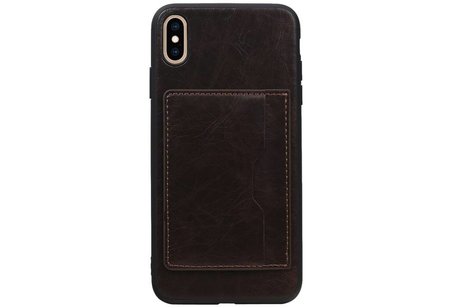 BAOHU Staand Back Cover met 1 Pasjeshouder Hoesje Geschikt voor iPhone XS Max Mocca